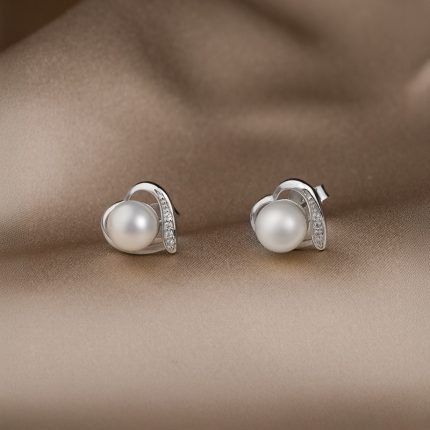 Elegantné strieborné náušnice s bielou riečnou perlou